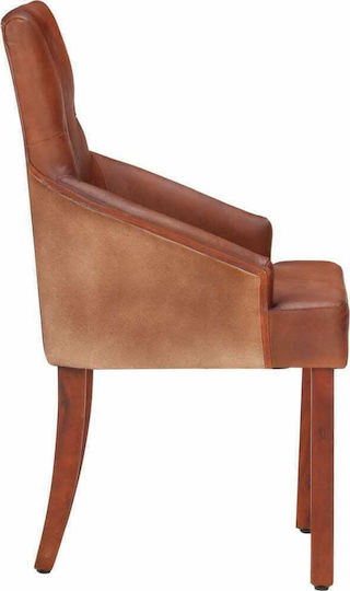 Dining Room Genuine Leather Armchair Coffee 52x60x95cm 2pcs