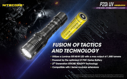 NiteCore LED UV IP68 с Максимална Яркост 1800лм Precise P20i Черен