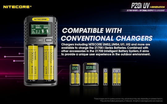 NiteCore LED UV IP68 с Максимална Яркост 1800лм Precise P20i Черен