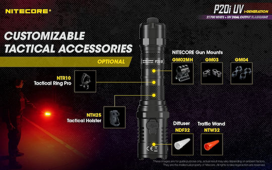 NiteCore LED UV IP68 с Максимална Яркост 1800лм Precise P20i Черен