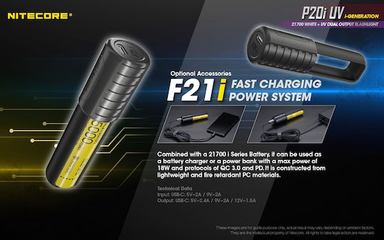 NiteCore LED UV IP68 с Максимална Яркост 1800лм Precise P20i Черен