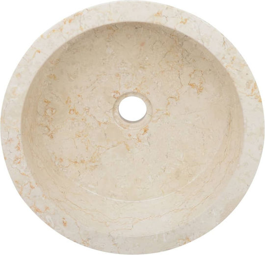 vidaXL Aufgesetztes Waschbecken Stein 40x40x15cm Beige