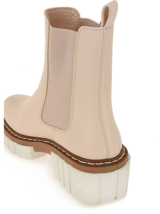Women's Chelsea Boots with Medium Heel Nude