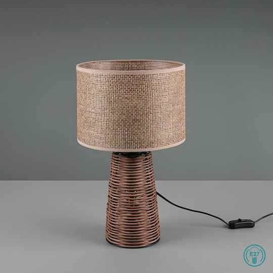 Trio Lighting Straw Vintage Πορτατίφ για Ντουί E27 με Μπεζ Καπέλο και Καφέ Βάση