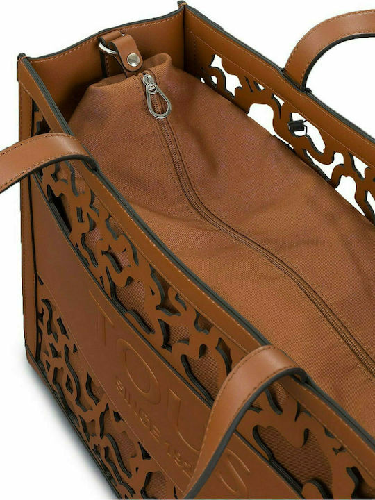 Amaya Kaos Shock Leather Women's Bag Shopper Shoulder Tabac Brown