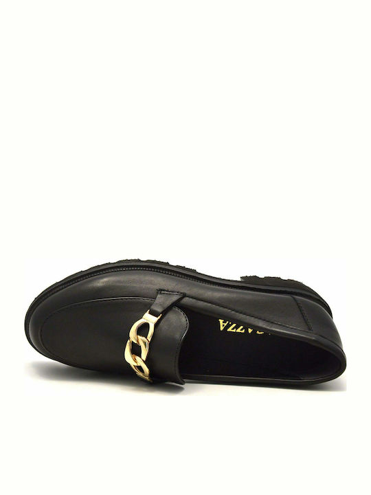 Leather Women's Moccasins in Black Color