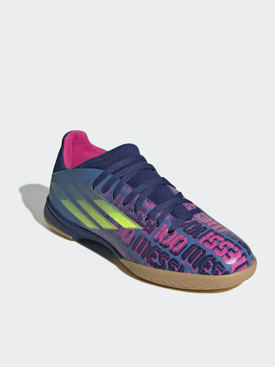Kids Soccer Cleats & Shoes X Speedflow Messi.3 Indoor Victory Blue Shock Pink Solar Yellow