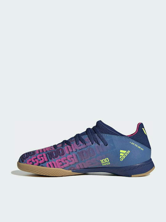 Kids Soccer Cleats & Shoes X Speedflow Messi.3 Indoor Victory Blue Shock Pink Solar Yellow