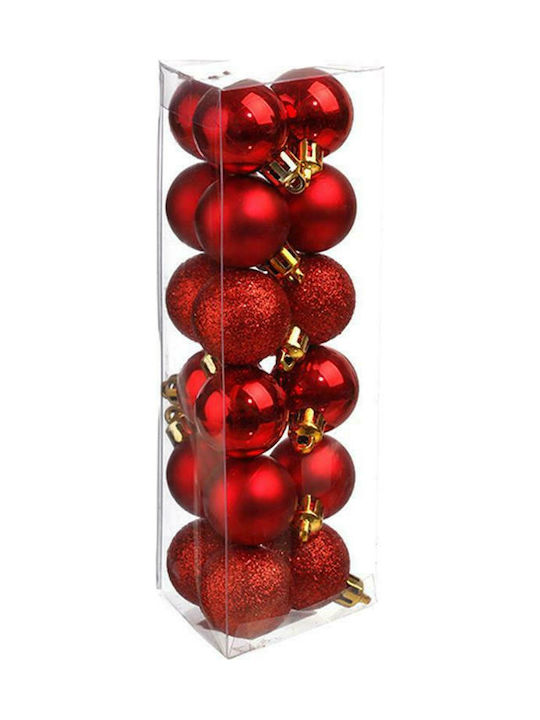 Atmosphera Christmas Plastic Ball Ornament Red 3x3cm 18pcs