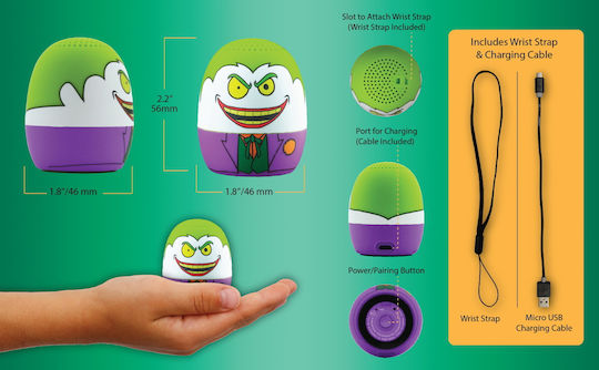eKids Joker Ηχείο Bluetooth με Διάρκεια Μπαταρίας έως 3 ώρες Μωβ