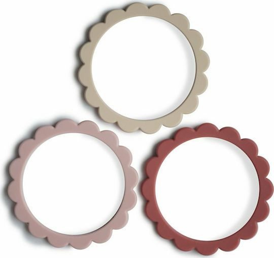 Mushie Teething Ring made of Silicone for 0 m+ 3pcs