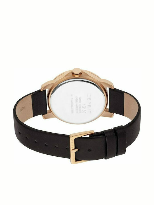 Esprit Ανδρικό Ρολόι 42mm Χρονογράφος Μπαταρίας με Καφέ Δερμάτινο Λουράκι