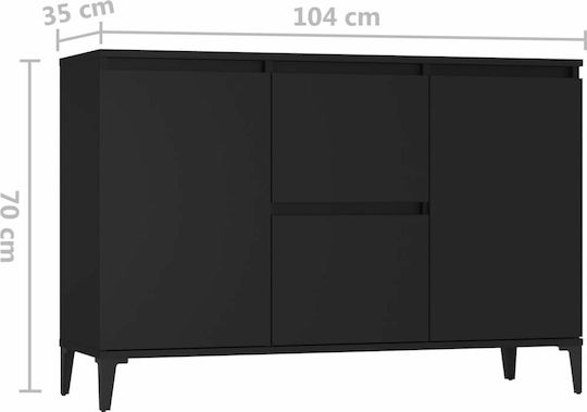 Мебели за съхранение дървен с чекмеджета Черно 104x35x70см
