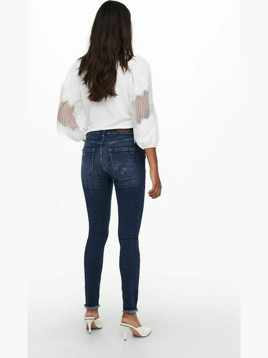 Only High Waist Women's Jean Trousers in Skinny Fit Dark Blue Denim