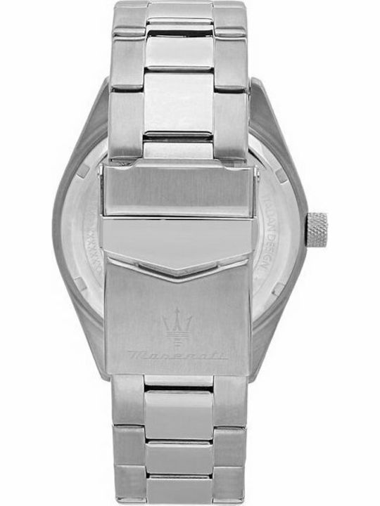 Maserati Ανδρικό Ρολόι 43mm Μπαταρίας με Ασημί Μεταλλικό Μπρασελέ