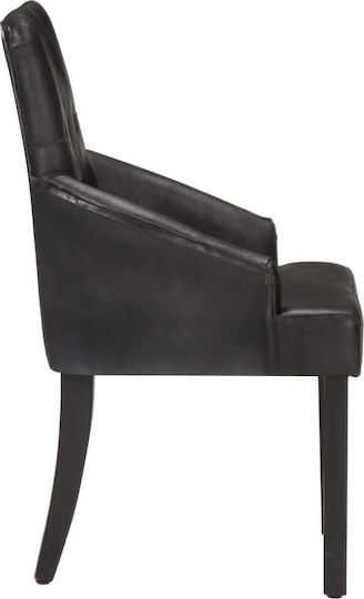 Dining Room Genuine Leather Armchair Black 52x60x95cm 2pcs