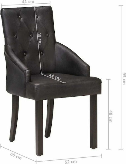 Dining Room Genuine Leather Armchair Black 52x60x95cm 2pcs