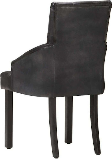 Dining Room Genuine Leather Armchair Black 52x60x95cm 2pcs
