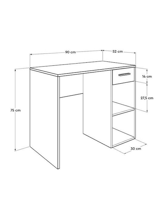 Kids Desk made of Melamine White 75x52x90cm 06000228