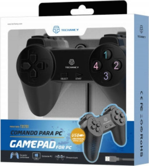 Techancy TF62002 Gamepad Cu Fir Pentru PC Negru