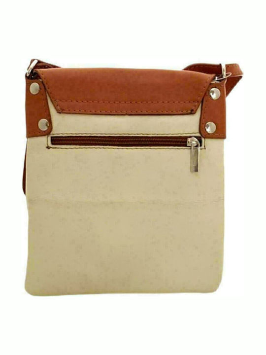 Women's Crossbody Bag made of Genuine High Quality Leather in Beige with Tan