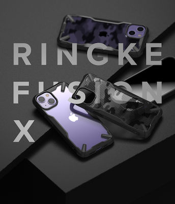 Ringke Fusion X Coperta din spate Plastic rezistent Camo Black (iPhone 13 mini)