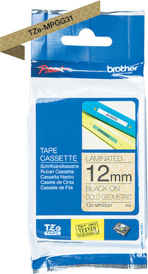 Brother Ταινία Ετικετογράφου 4m x 12mm σε Χρυσό Χρώμα Συμβατή με Brother TZe/TZ