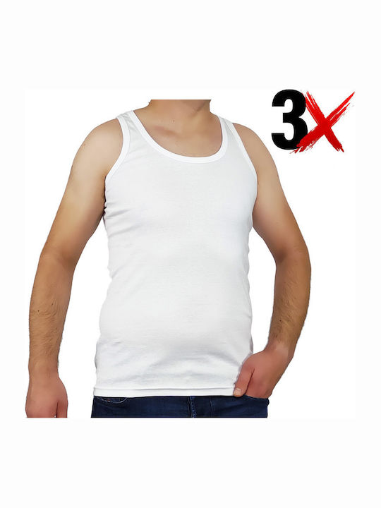 Ανδρικές Φανέλες Αμάνικες σε Λευκό Χρώμα 3Pack