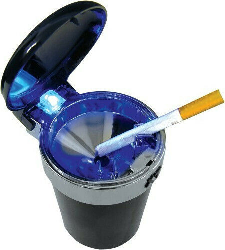 Car Ashtray LED Illuminated Portable Ashtray - Car Cup Holder Tray