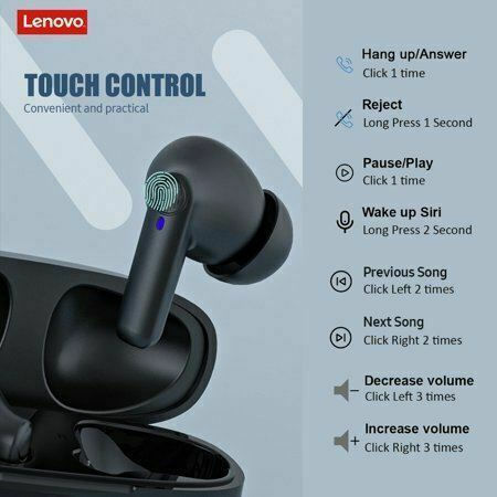 Lenovo HT05 In-ear Bluetooth Handsfree Ακουστικά με Θήκη Φόρτισης Μαύρα