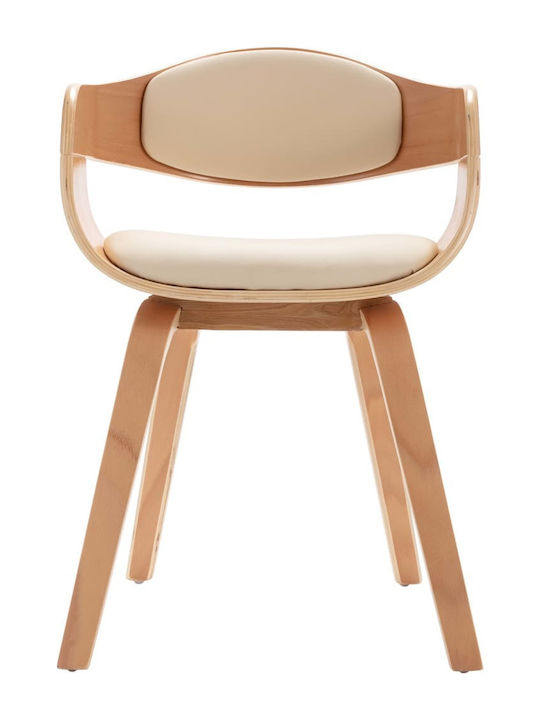 Dining Room Artificial Leather Armchair Coffee / Cream 49x51.5x71.5cm 2pcs