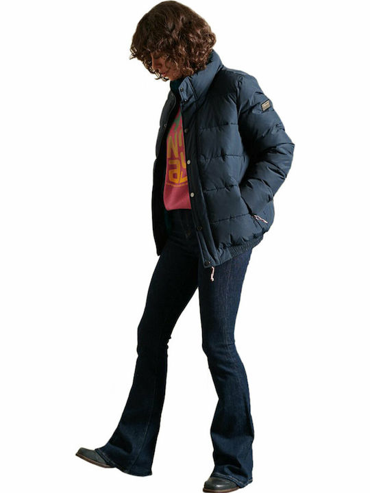 Source Retro Women's Short Puffer Jacket for Winter Nordic Chrome Navy