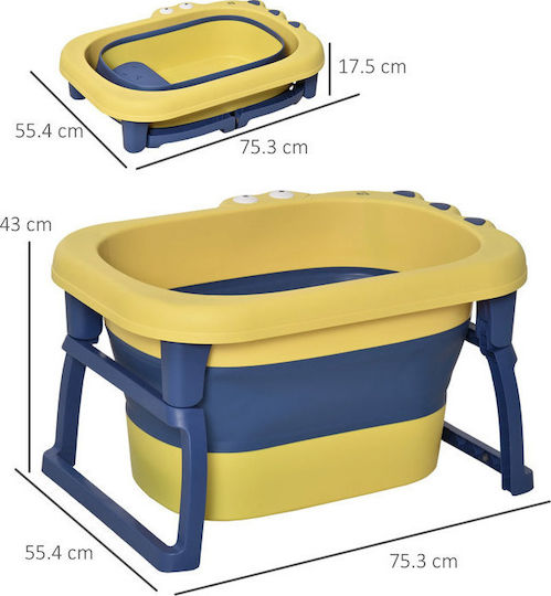 HomCom Cadă pliabilă pentru bebeluși Galbenă