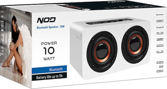NOD RnB Concert Ηχείο Bluetooth 10W με Ραδιόφωνο και Διάρκεια Μπαταρίας έως 5 ώρες Λευκό