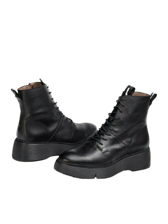 Women's Leather Combat Boots Black
