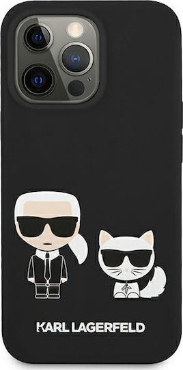 Karl Lagerfeld Karl & Choupette Umschlag Rückseite Silikon Schwarz (iPhone 13 Pro)