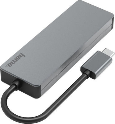 HAMA USB 3.2 Hub 4 Anschlüsse mit USB-C Verbindung Silber