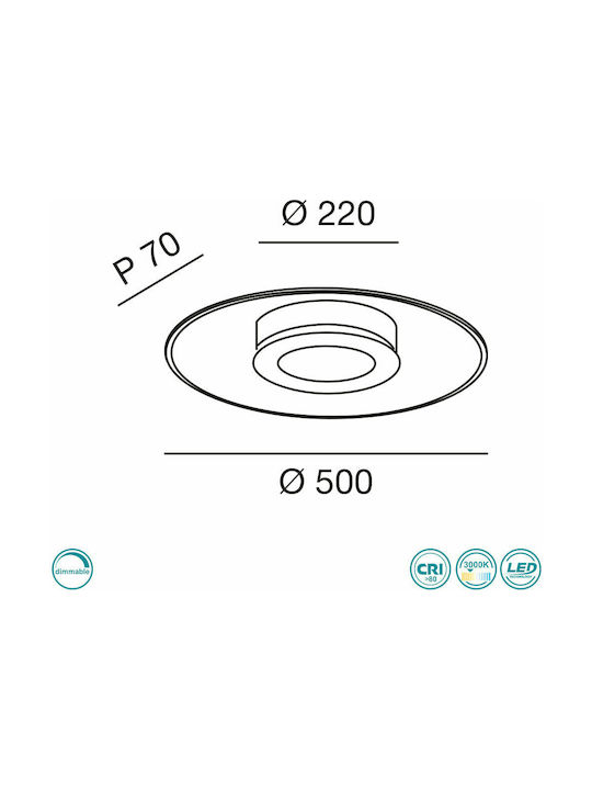 La Mia Luce Angelica Ceiling Mount Light 50cm White with Integrated LED