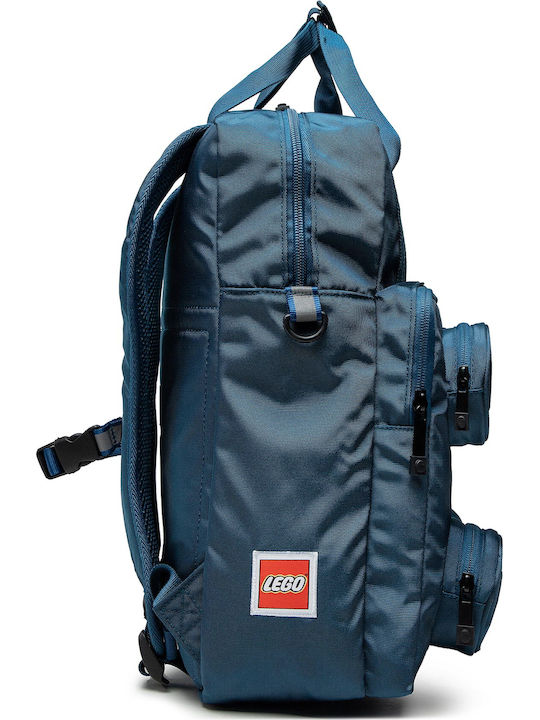 LEGO Brick Earth School Bag Backpack Elementary, Elementary Blue with Water Bottle Holder 15Liters