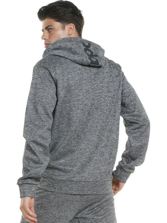 Body Action Men's Sweatshirt Jacket with Hood and Pockets Dark Grey Melange