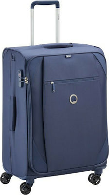 Delsey Rami Medium Travel Suitcase Fabric Blue with 4 Wheels Height 67cm.