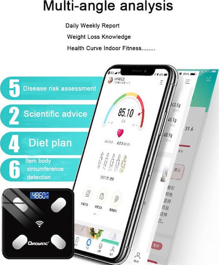 Qiaoyang Smart Bathroom Scale with Body Fat Counter Black