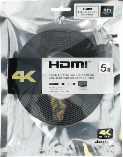 HDMI 2.0 Flat Cable HDMI male - HDMI male 5m Black