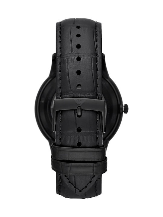 Emporio Armani Meccanico Men's Watch 43mm Battery with Black Leather Strap