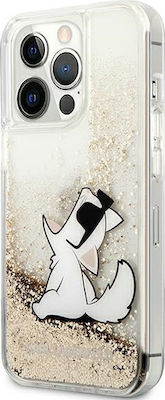 Karl Lagerfeld Liquid Glitter Choupette Fun Plastic Back Cover Gold (iPhone 13 Pro Max)