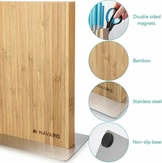 Navaris Magnetic Knives Stand Wooden