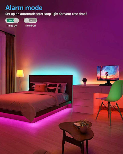 Smart Ταινία LED 12V RGB Φως 2x5m Τύπου SMD5050 με Τροφοδοτικό & Τηλεχειριστήριο