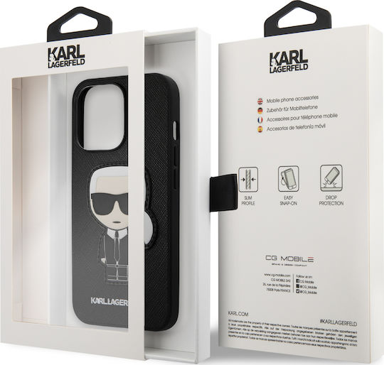 Karl Lagerfeld Patch Saffiano Back Cover Synthetic Leather Black (iPhone 13 Pro)
