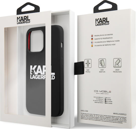 Karl Lagerfeld Stack Logo Задна корица Пластмаса Черен (iPhone 13 Pro)