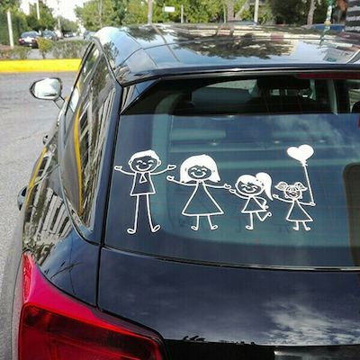 Girl Baby on Board Car Sign Λευκό Sticker Happy Family